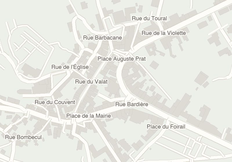 Plan du centre de Laguiole, avec repère au 5 rue de la Violette