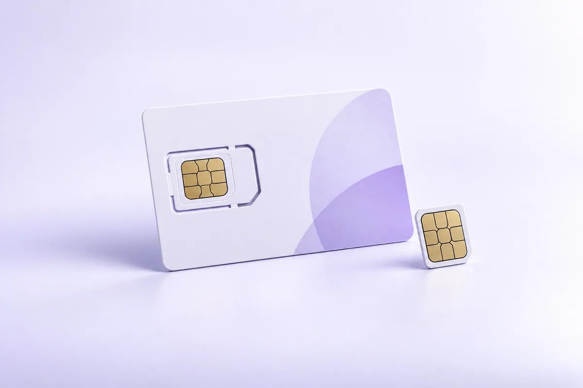Carte SIM et nano-SIM génériques sur fond clair
